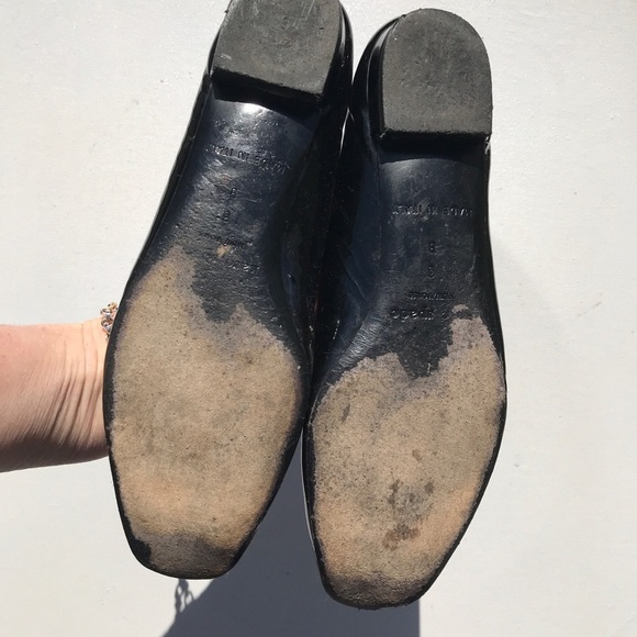 KATE SPADE black patent flats shoe 6 tortoise logo - Picture 4 of 6